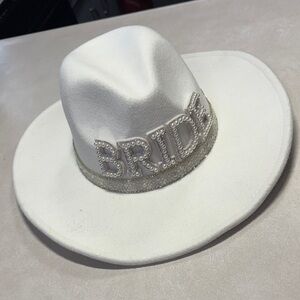 CC Boutique Felt Ivory Bride Hat with Sparkling Accents